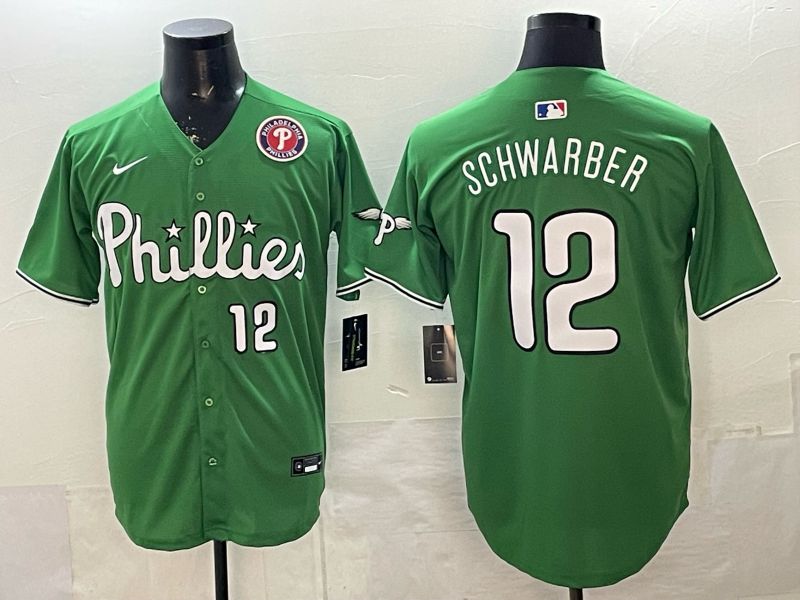 Men 2026 Philadelphia Phillies #12 Schwarber Green Game Nike MLB Jersey style 0013